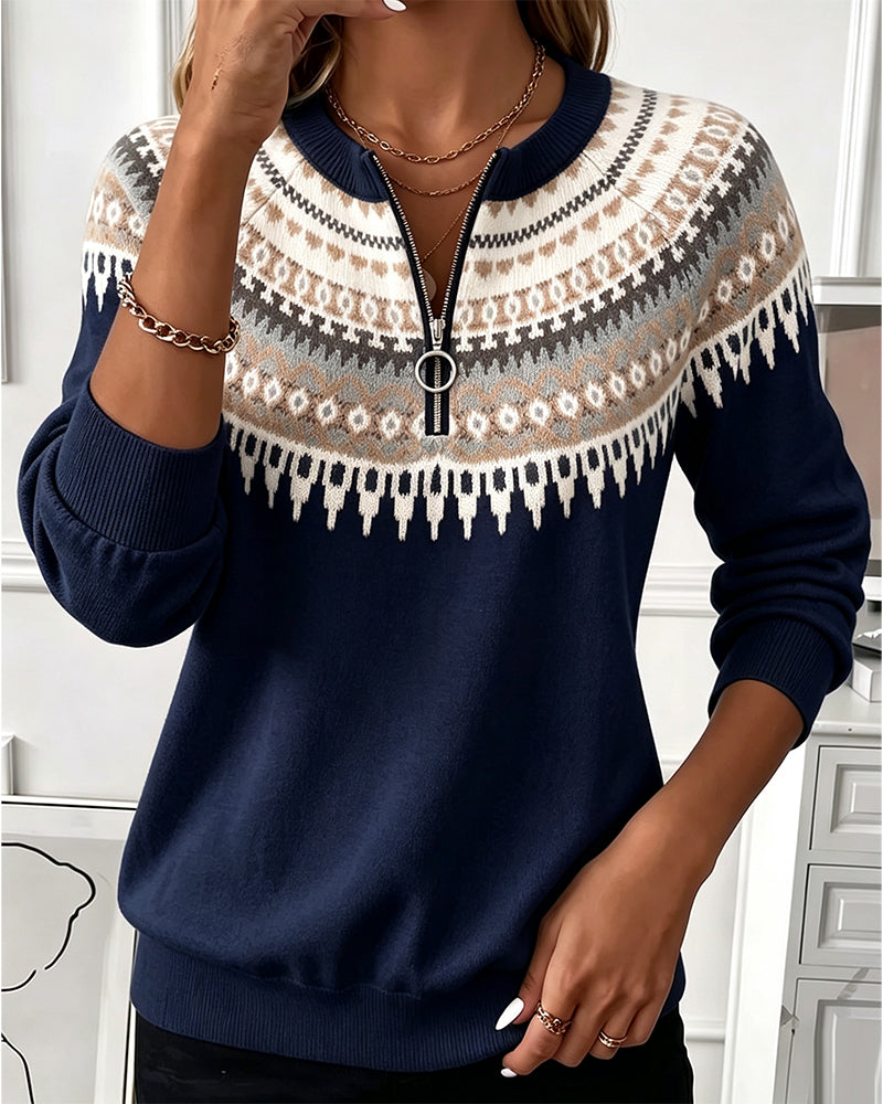 Sweatshirts Fargeblokk Glidelås Lang Erme