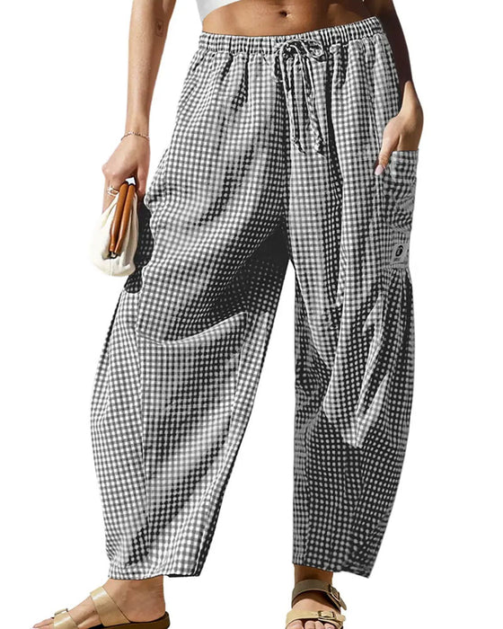 Bukser Casual Rutete Mønster Cropped