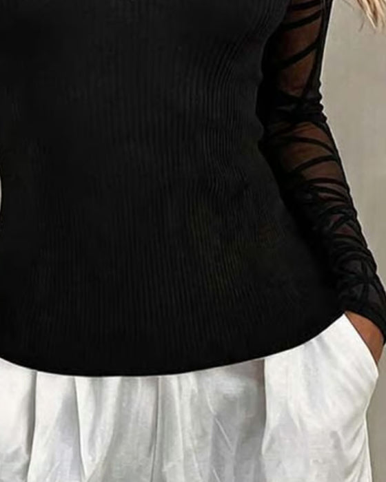 Topp Turtleneck Patchwork Tøff
