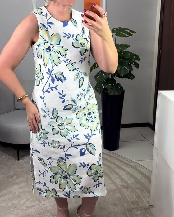 Kjole Ermeløs Blomstret Rett