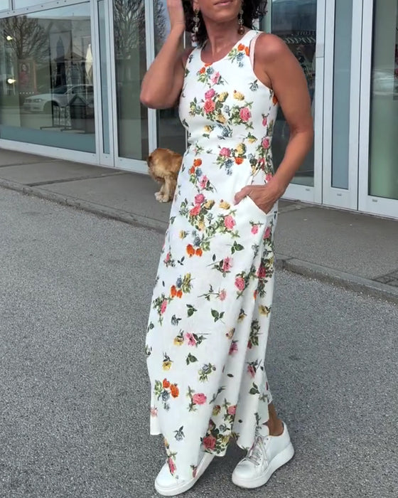 Kjole Ermløs Trykt Casual