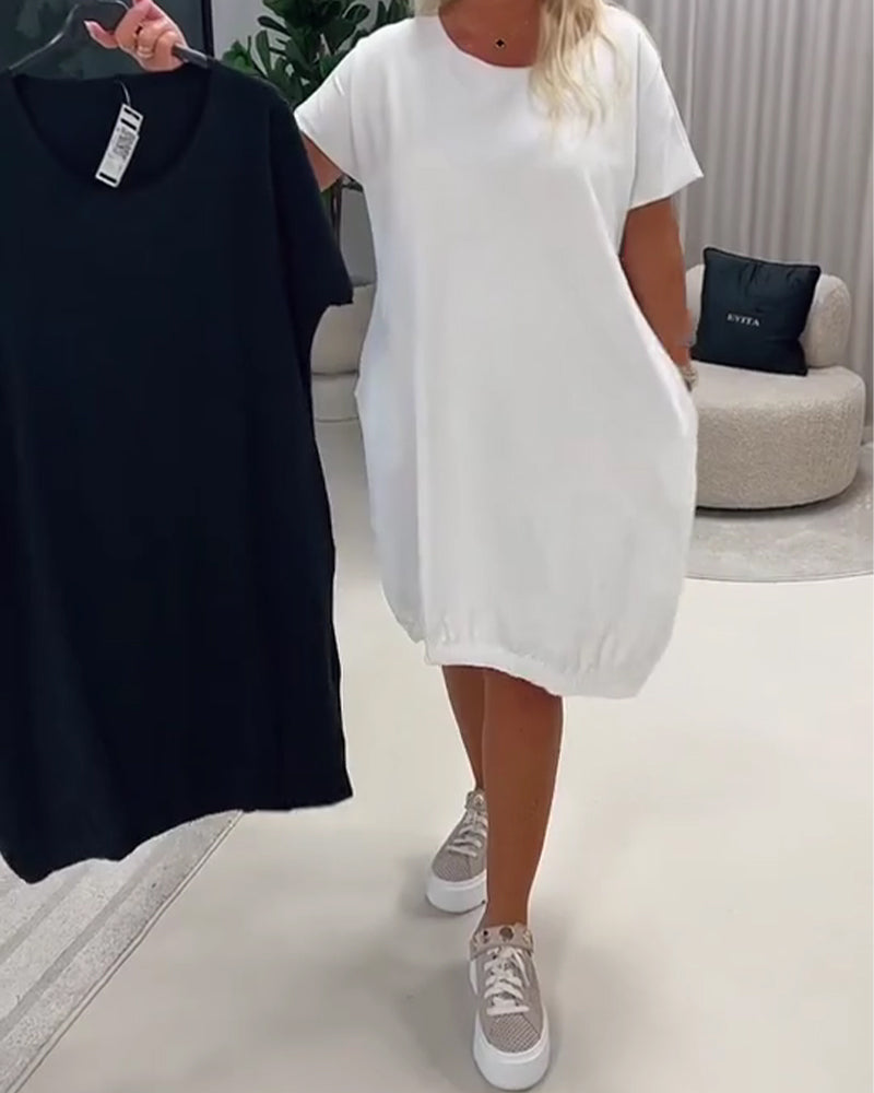 Kjole Kortærme Rund Hals Loose-Fit