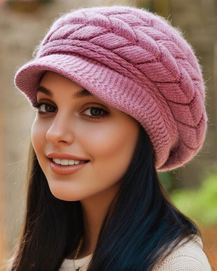 Dame Flettestrikk Vinter Slouchy Beanie Lue Myk Varm Tøybar