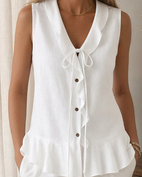 Tank Top Ruffle Slips Ermeløs
