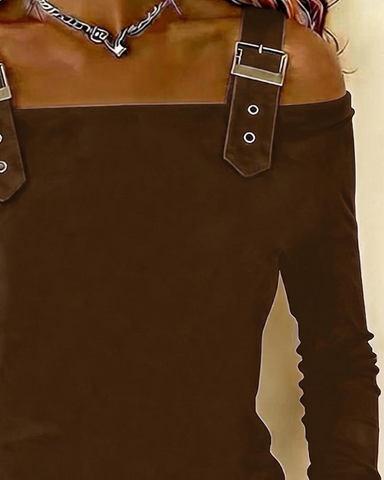 Topp Lang Erme Off-Shoulder Kamisol