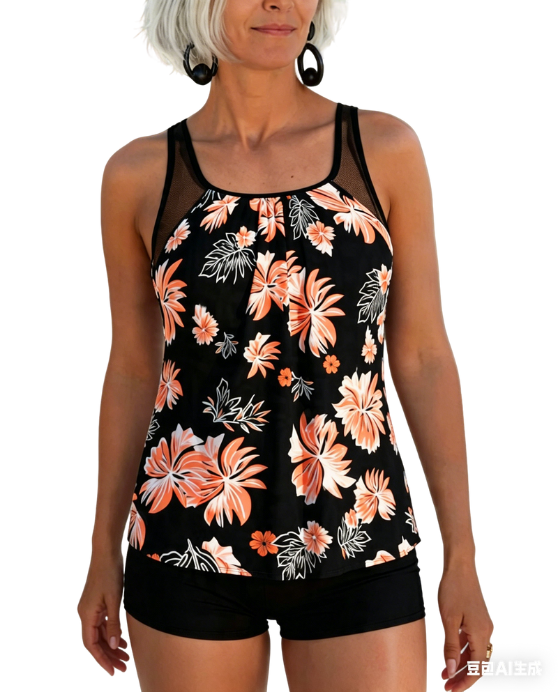 Tankini Mage-Dekkende Trykt