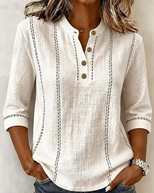 Bluse Albuelang Erme Halvknapp Linje
