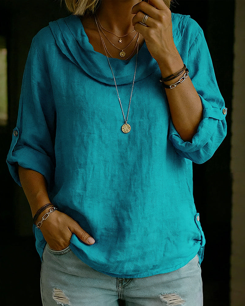 Topp Nedbrettet Krage Bomull