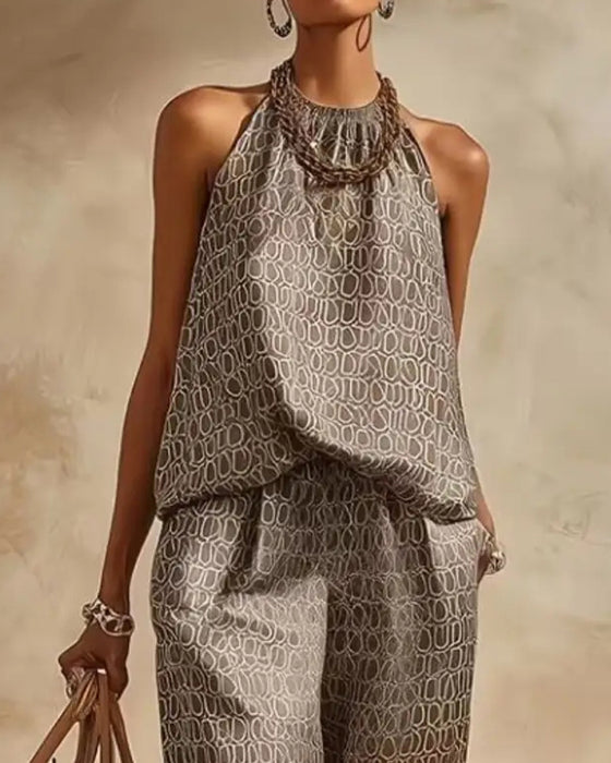 Sett Geometrisk Halter Jogger