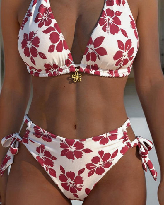 Bikini Hibiskus Trykk Halter