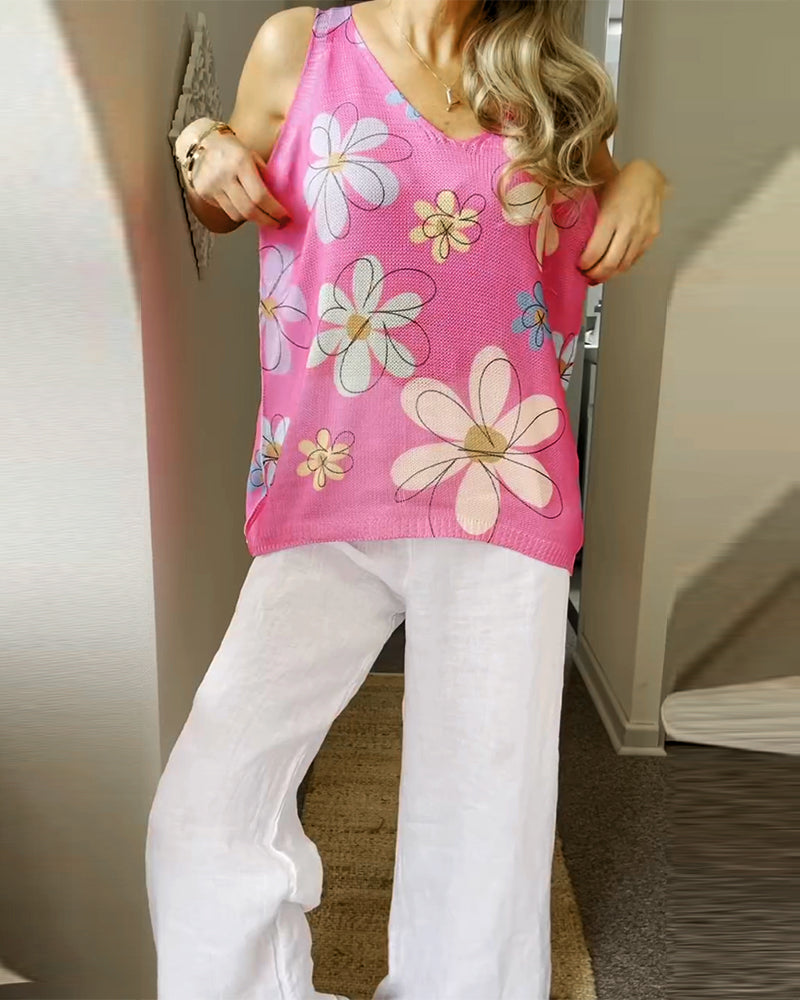 Ermeløs Blomstrete Genser Uten Lukking