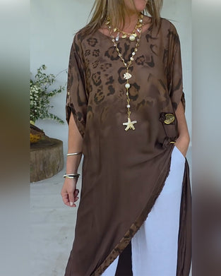 Bluse Med Leopardprint Ombré Lang