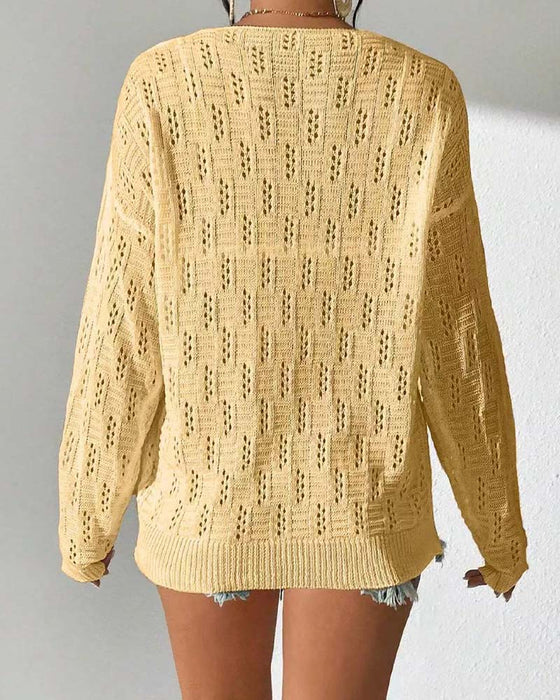 Pullover Hullmønster Dropet Skulder