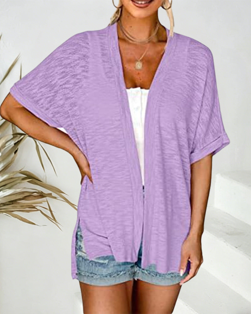 Jakke Kortsermet Avslappnet Ensfarget