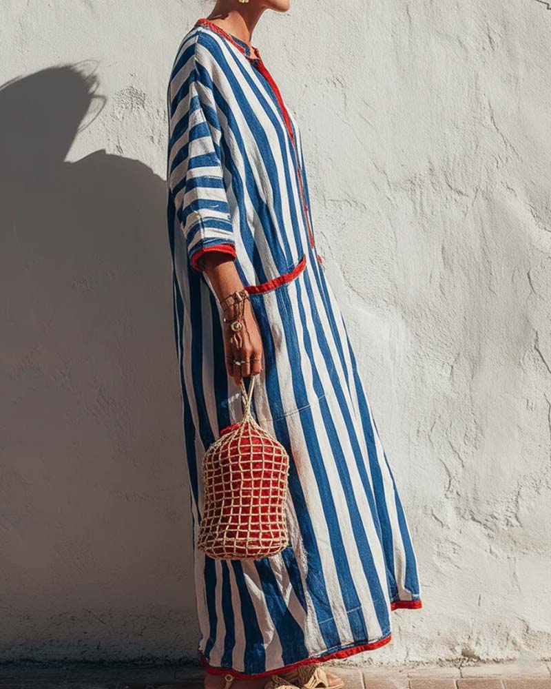 Kjole Vertikal Stripe Lomme
