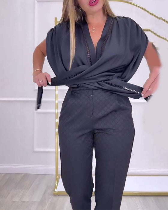 Bluse Lanterneerme Én Skulder Ensfarget