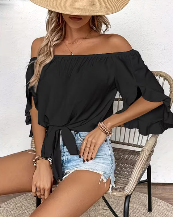 Bluse Off-Shoulder Sløyfe Skjorteerm