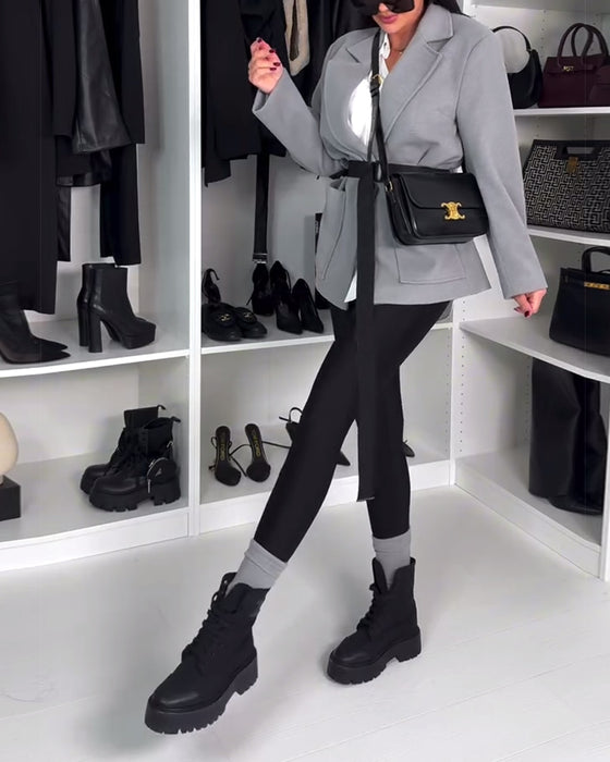 Ensfargede Leggings Med Ankelstropper