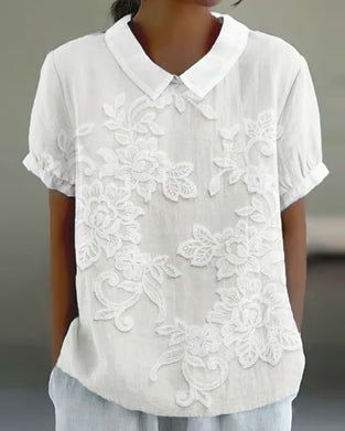 Bluse Med Krage Trykk Ensfarget