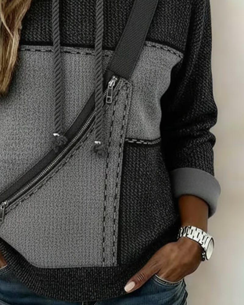 Stilig Hettegenser Med Fargeblokker