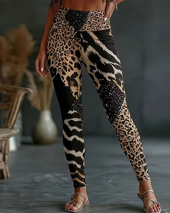 Bukser Høy Midje Leopardmønster Yoga