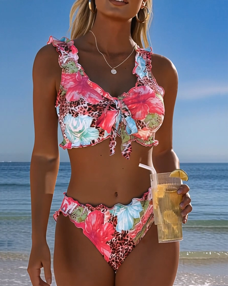 Bikinis Blomstret Leopard Lappeteppe