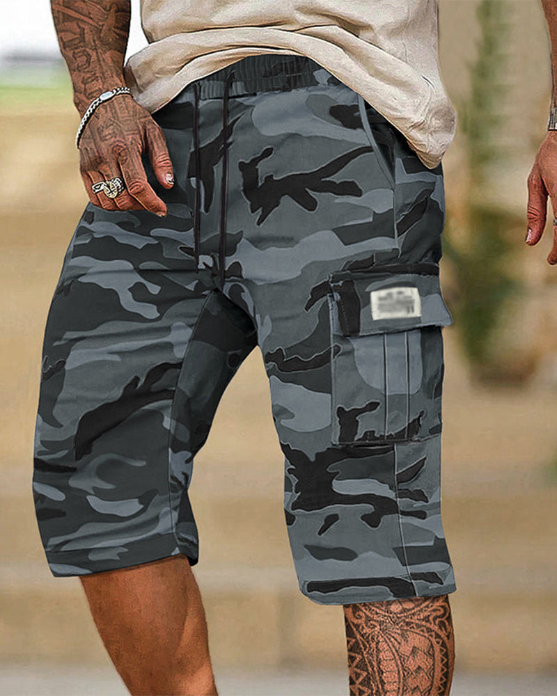 Herre Kamuflasje Cargo Shorts Multi-Lomme Justerbar Midje Pustende Stoff
