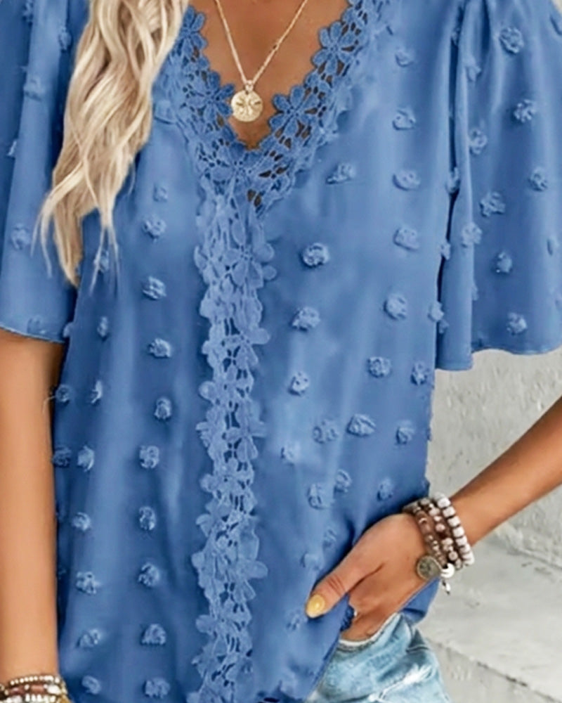 Bluse Sammenføyd Jacquard Rysjeerme