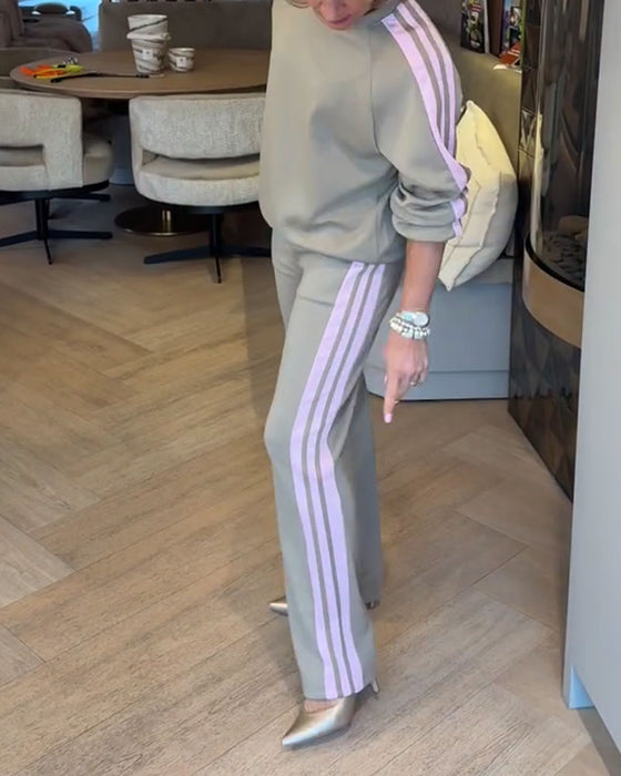 Sett Med Løs Stripet Sweatshirt