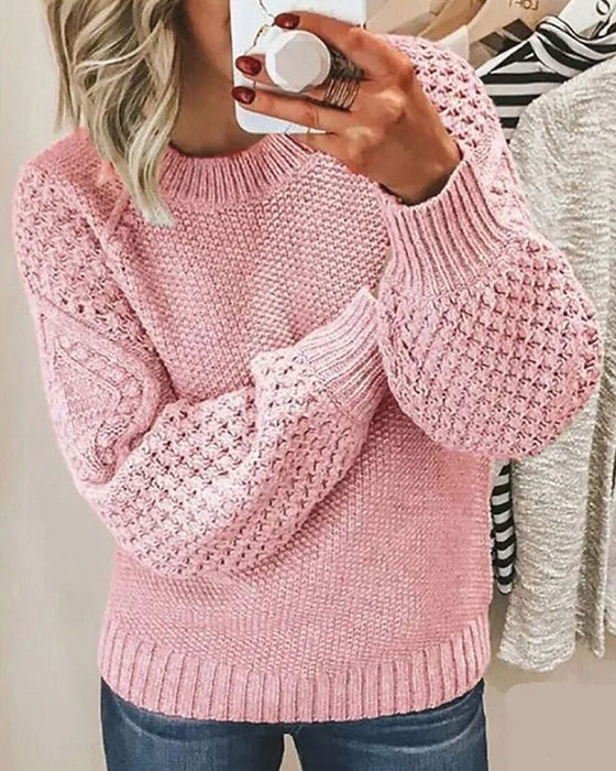 Pullover Allsidig Solid Farge Strikket