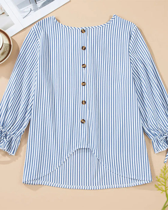 Bluse Stripet Rundhalset Boble Erme