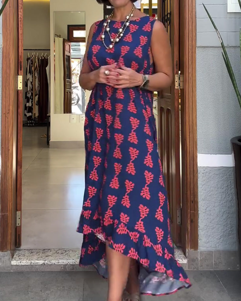 Kjole Trykt Ermløs Uregelmessig