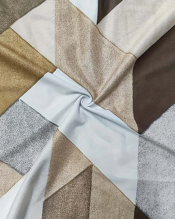 T-shirt Med Casual Fargeblokk U-formet Hals