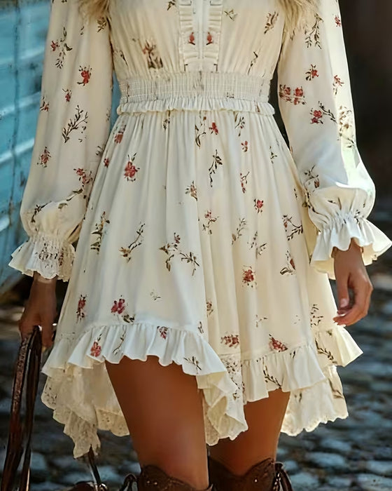 Kjole Elegant Langermet Blomst