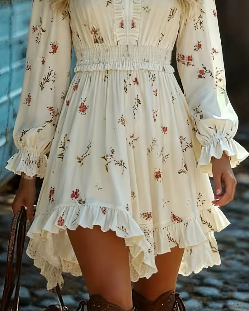 Kjole Elegant Langermet Blomst