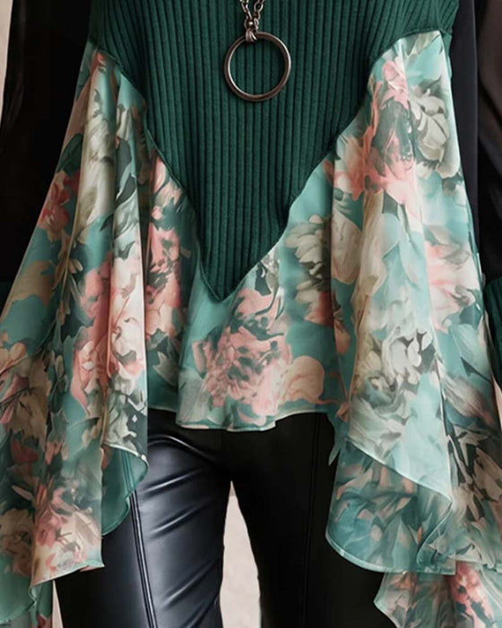 Bluse Patchwork Blomstret Uregelmessig