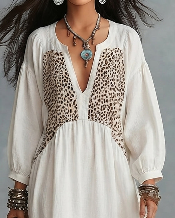 Bluse Leopardmønster Langermet