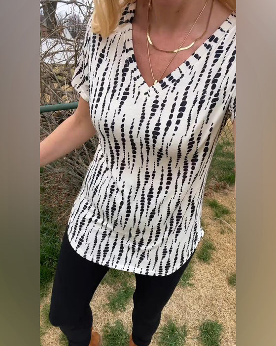 T-Skjorte Trykt Kortermet V-Hals