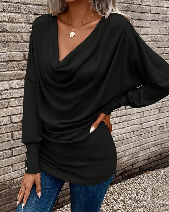T-Shirt Mock Neck Solid Knapp Lang Erme