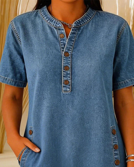 Kjole Knapping Casual Denim