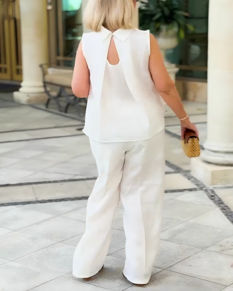 Singlet Halvstokkrage Plissert Ermeløs