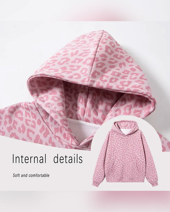 Hoodie Hetting Leopard Lomme Løs