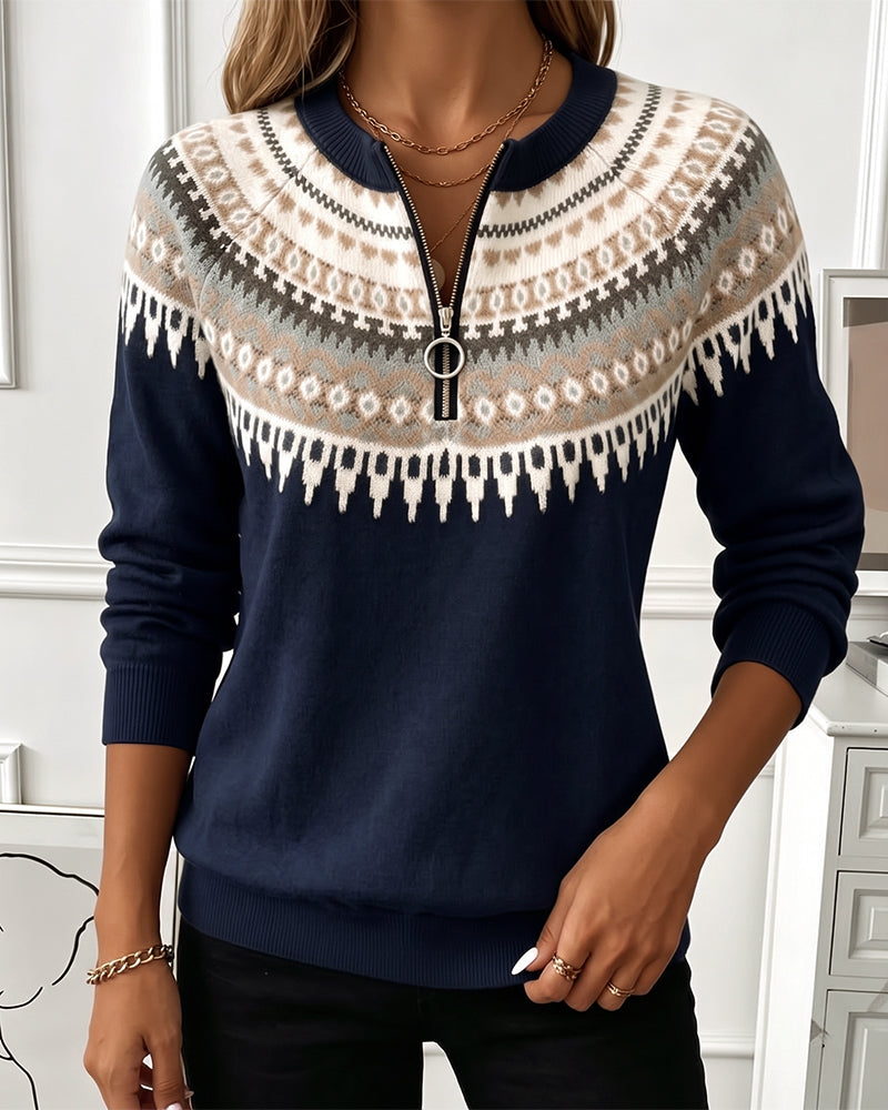 Sweatshirts Fargeblokk Glidelås Lang Erme