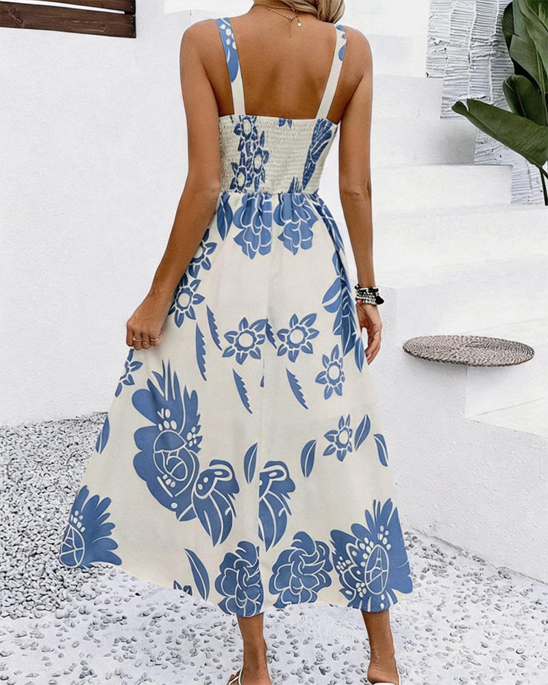 Kjole Elegant Stroppy Trykk