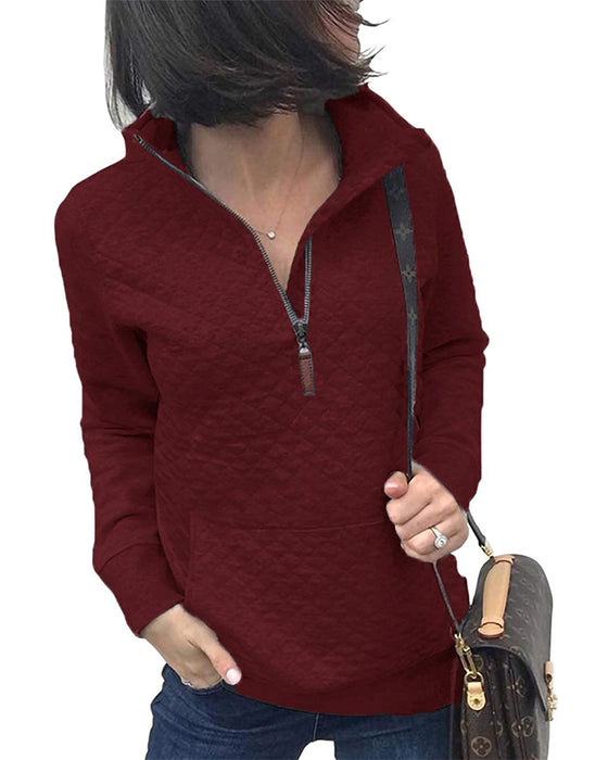 Sweatshirt Avslappet Glidelås Lang Erme