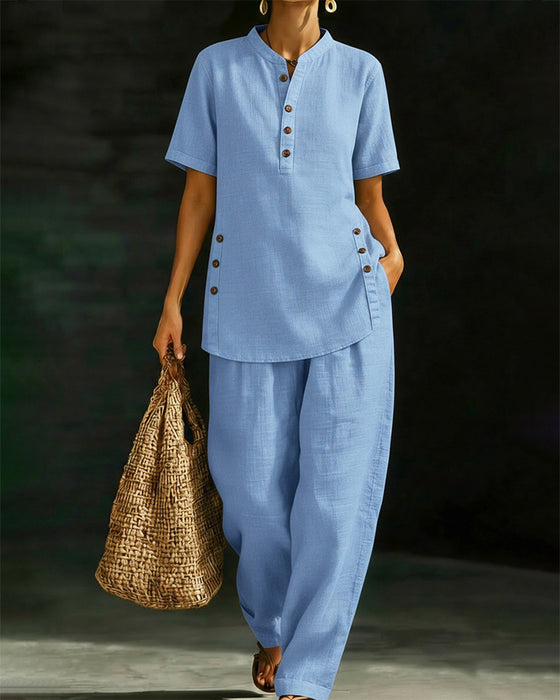 Sett Bomull Lin Knapp