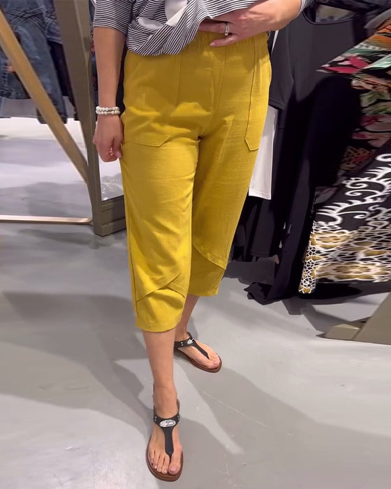 Bukser Avslappede Avsmalnede Bomull Og Lin Kort