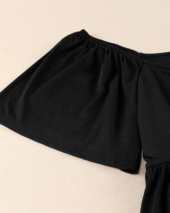T-Skjorte Large Size Square Neck Bubble Sleeve