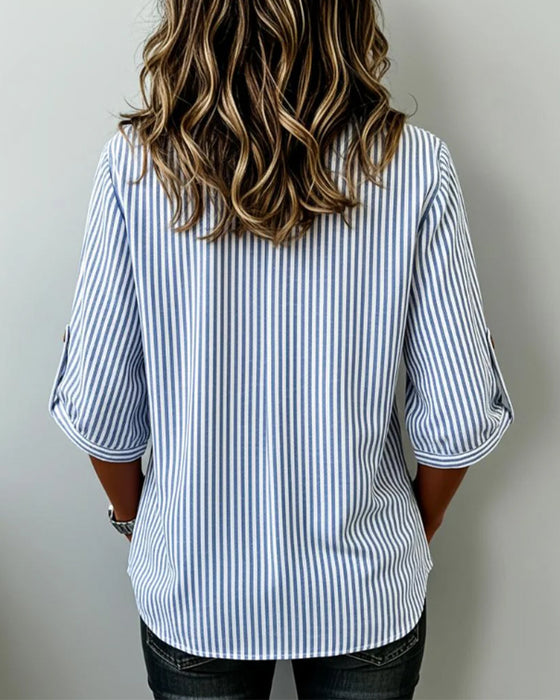 Bluse Casual Stripet Henley