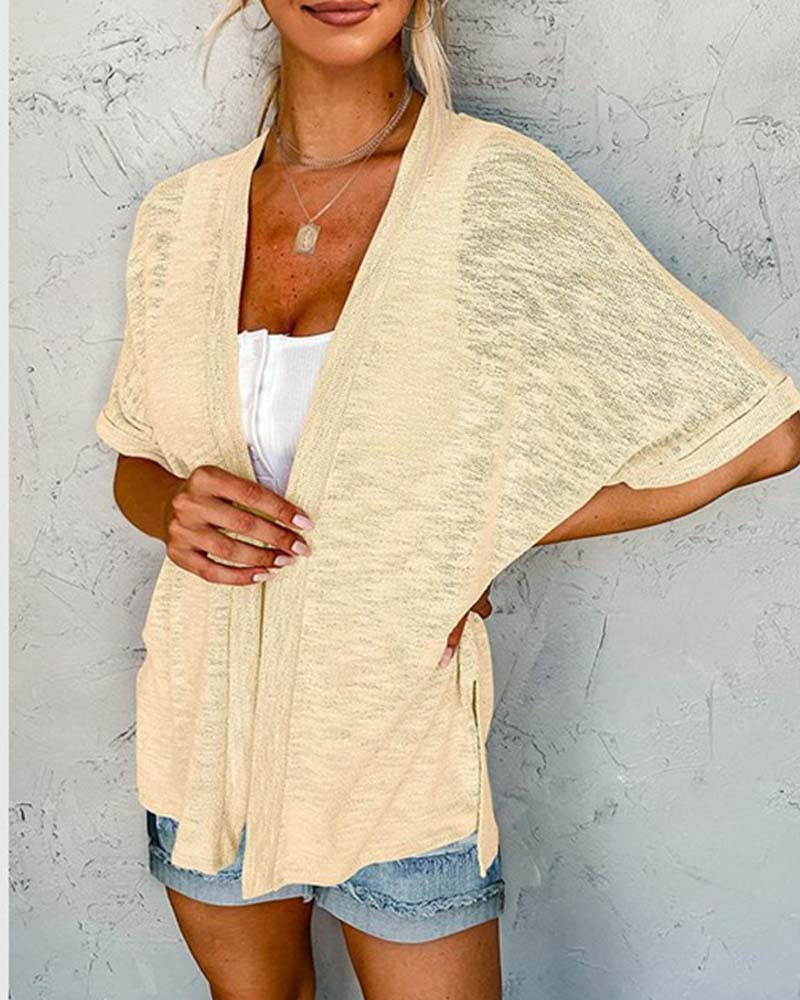 Jakke Kortsermet Avslappnet Ensfarget